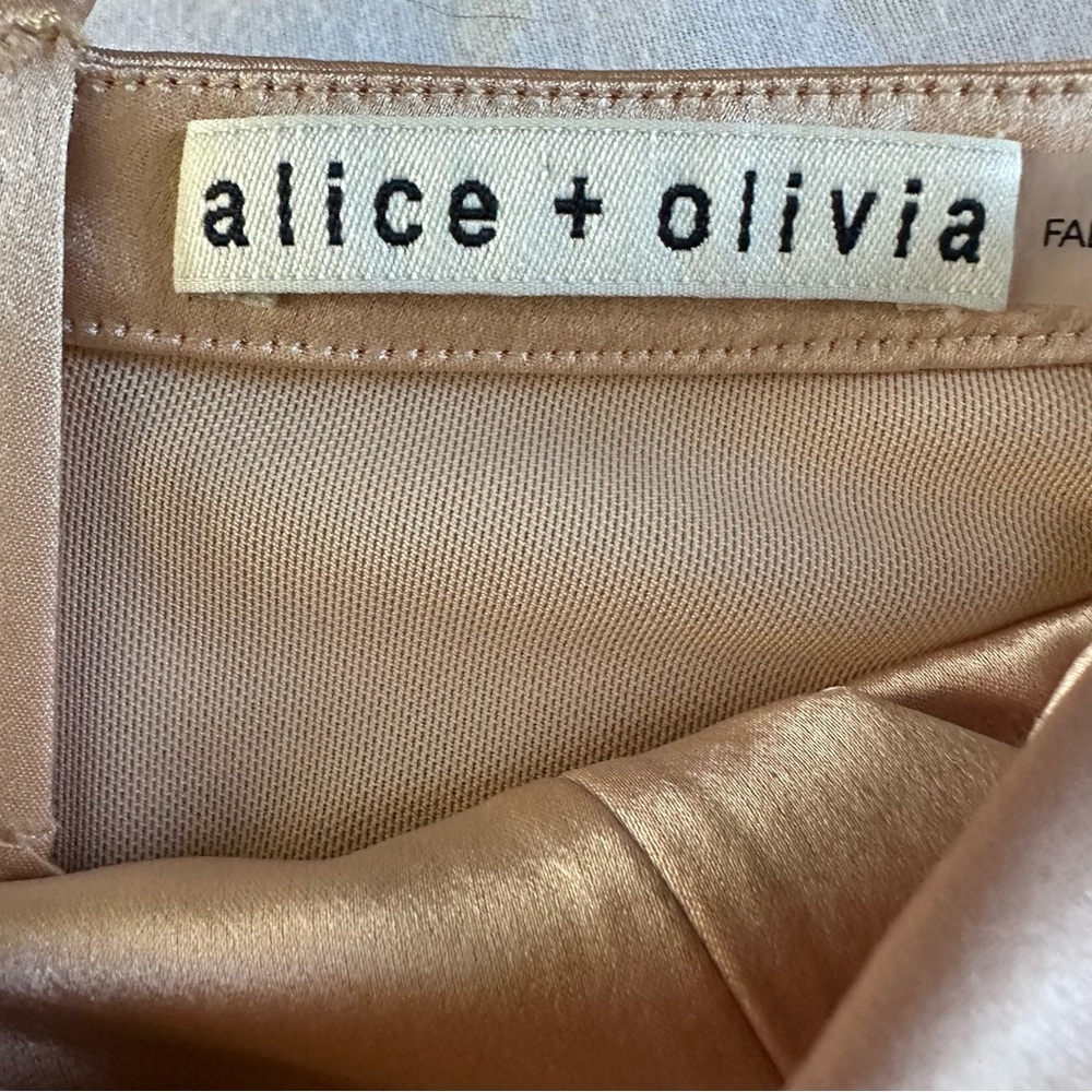 Alice + Olivia Blush Satin Corset Maxi Dress Cowl Neck Zip Back Special Occasion - Picture 10 of 16